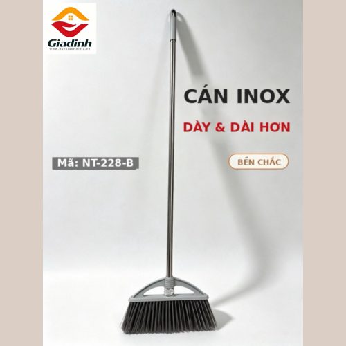 NT-228-B - Chổi quét nhà lông mềm cán inox cao cấp