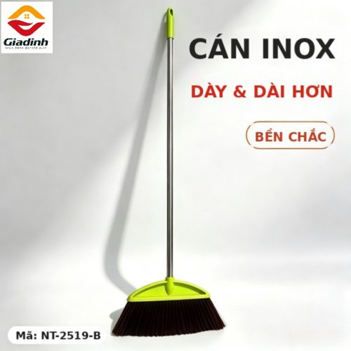 NT-2519-B - Chổi quét nhà lông mềm cán inox bản lớn