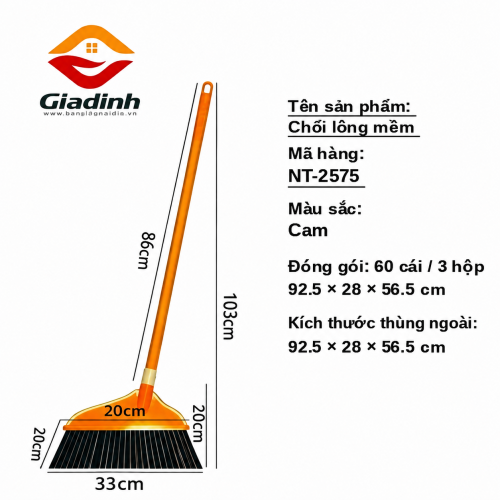NT-2575 - Chổi quét nhà lông mềm cán dài loại nhẹ