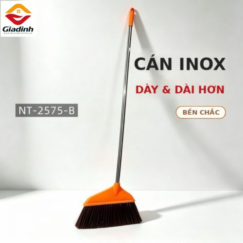 NT-2575-B - Chổi quét nhà lông mềm cán inox loại nhẹ
