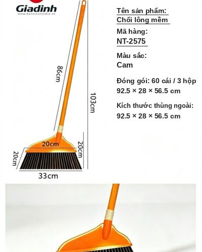 NT-2575 - Chổi quét nhà lông mềm cán dài loại nhẹ