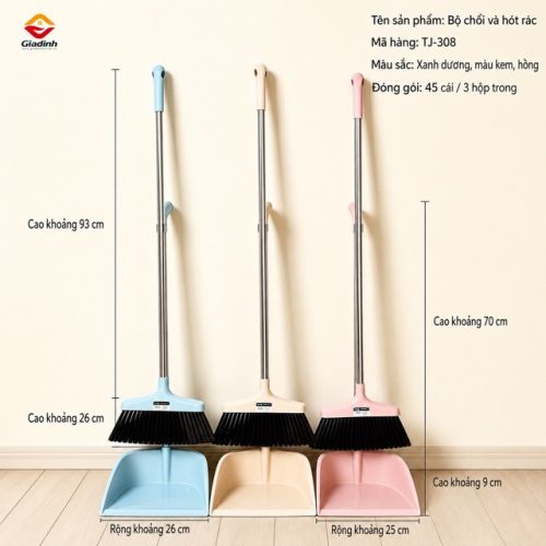 TJ-308 - Bộ chổi và ky hốt rác xếp gọn cao cấp