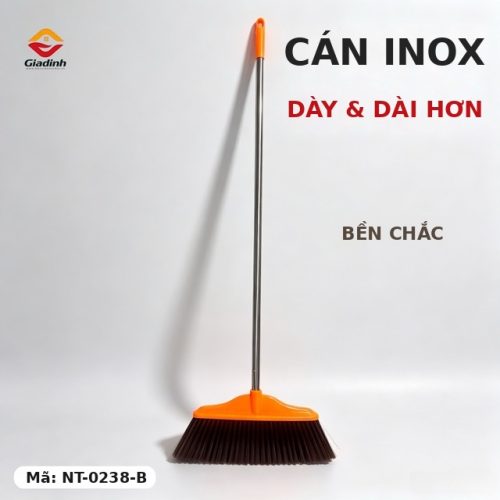 NT-0238-B - Chổi quét nhà lông mềm cán inox khổ rộng