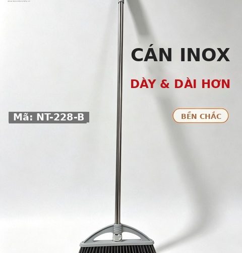 NT-228-B - Chổi quét nhà lông mềm cán inox cao cấp