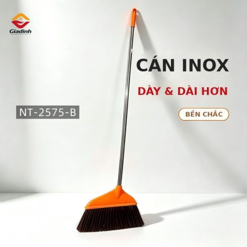 NT-2575-B - Chổi quét nhà lông mềm cán inox loại nhẹ