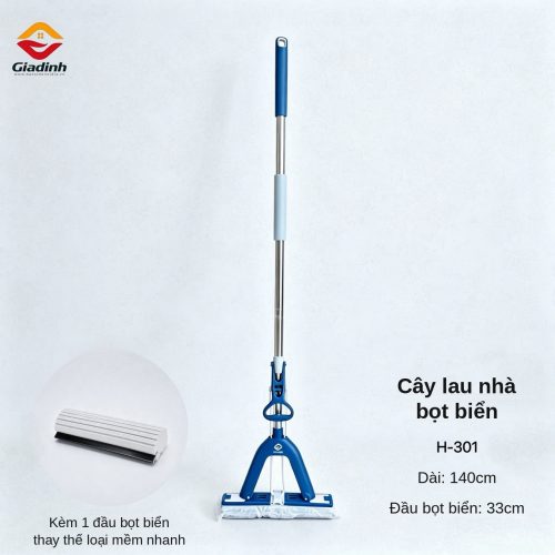 H-301 – Cây lau nhà bọt biển (dài 140cm, đầu 33cm)