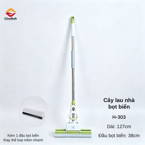H-303 – Cây lau nhà bọt biển (dài 127cm, đầu 38cm)