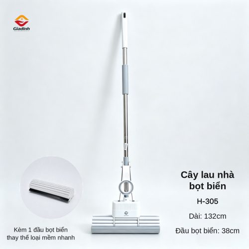 H-305 – Cây lau nhà bọt biển (dài 132cm, đầu 38cm)