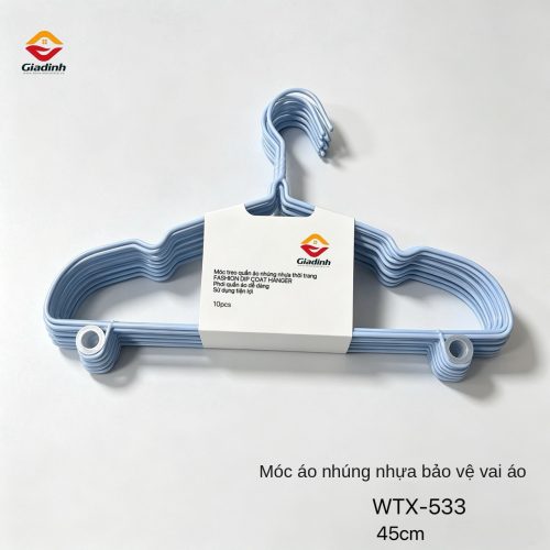 WTX-533 – Móc áo nhúng nhựa bảo vệ vai áo 45cm (bộ 10 cái)